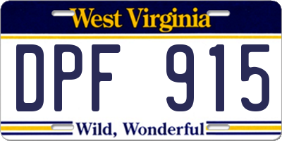 WV license plate DPF915