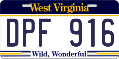 WV license plate DPF916