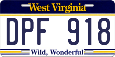 WV license plate DPF918