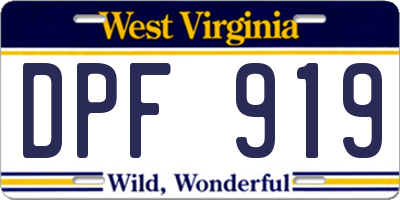 WV license plate DPF919