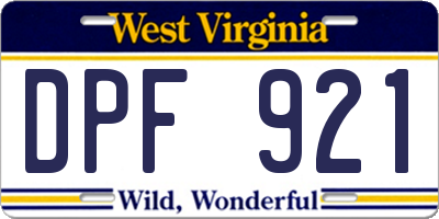 WV license plate DPF921