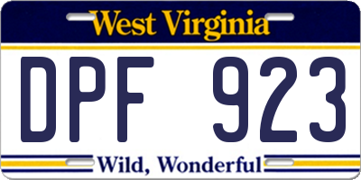 WV license plate DPF923