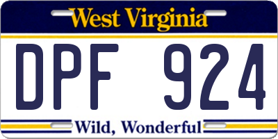 WV license plate DPF924