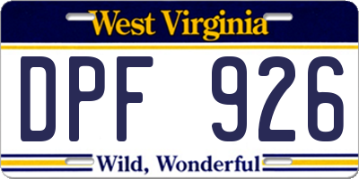 WV license plate DPF926