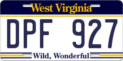 WV license plate DPF927