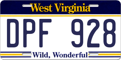 WV license plate DPF928
