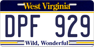 WV license plate DPF929