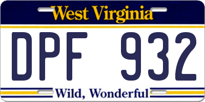 WV license plate DPF932