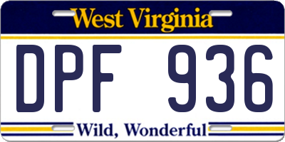WV license plate DPF936
