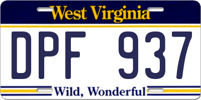 WV license plate DPF937