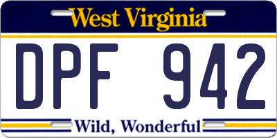 WV license plate DPF942
