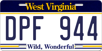 WV license plate DPF944
