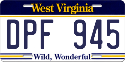 WV license plate DPF945