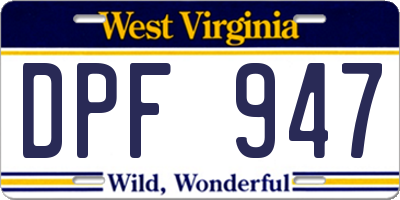 WV license plate DPF947