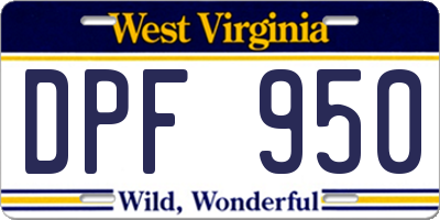 WV license plate DPF950
