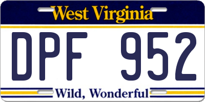 WV license plate DPF952