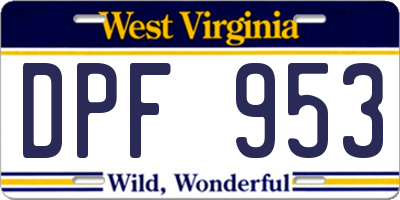 WV license plate DPF953