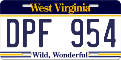 WV license plate DPF954