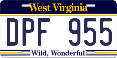 WV license plate DPF955