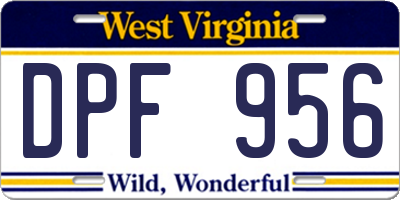 WV license plate DPF956