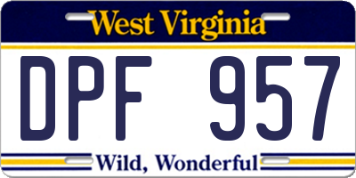 WV license plate DPF957