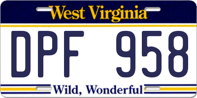 WV license plate DPF958
