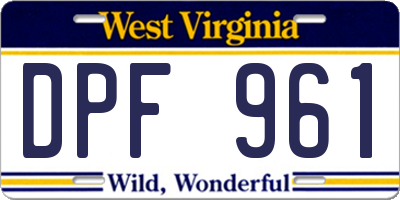 WV license plate DPF961