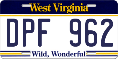 WV license plate DPF962