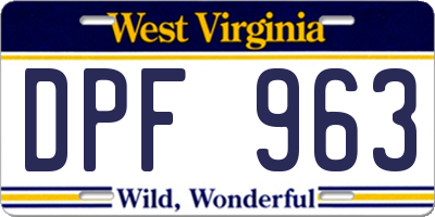 WV license plate DPF963