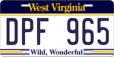 WV license plate DPF965