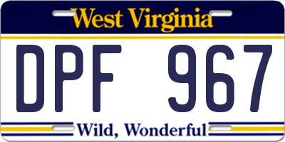 WV license plate DPF967