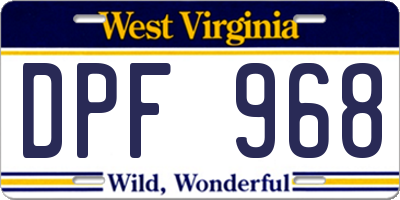 WV license plate DPF968