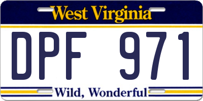 WV license plate DPF971