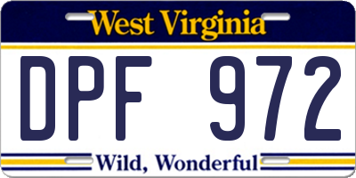 WV license plate DPF972