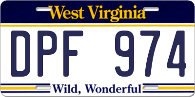 WV license plate DPF974