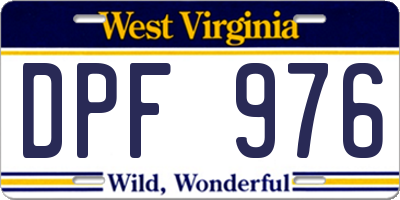 WV license plate DPF976