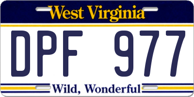 WV license plate DPF977