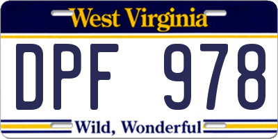 WV license plate DPF978