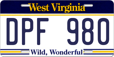 WV license plate DPF980