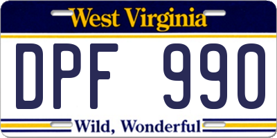 WV license plate DPF990