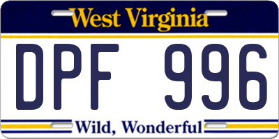 WV license plate DPF996