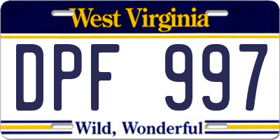 WV license plate DPF997