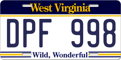 WV license plate DPF998