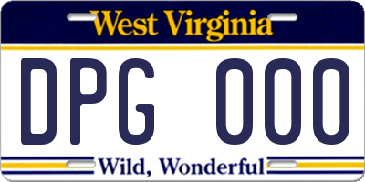 WV license plate DPG000