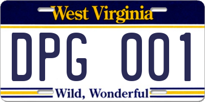 WV license plate DPG001