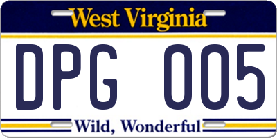 WV license plate DPG005