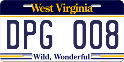 WV license plate DPG008