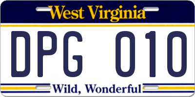WV license plate DPG010
