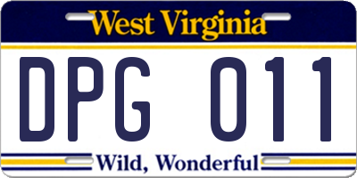WV license plate DPG011