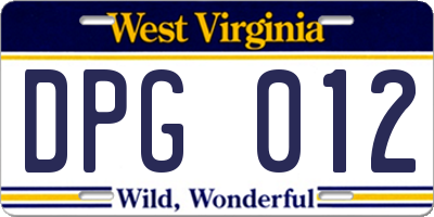 WV license plate DPG012